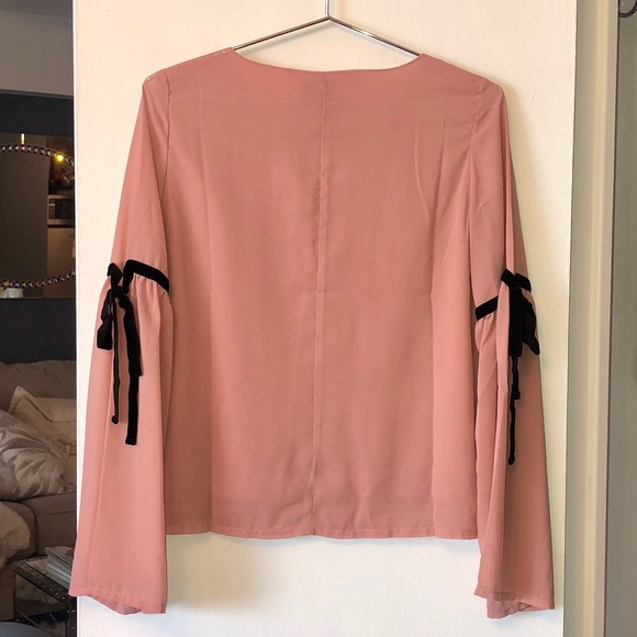 ASOS vero moda pink tie sleeve top - Picture 7 of 8